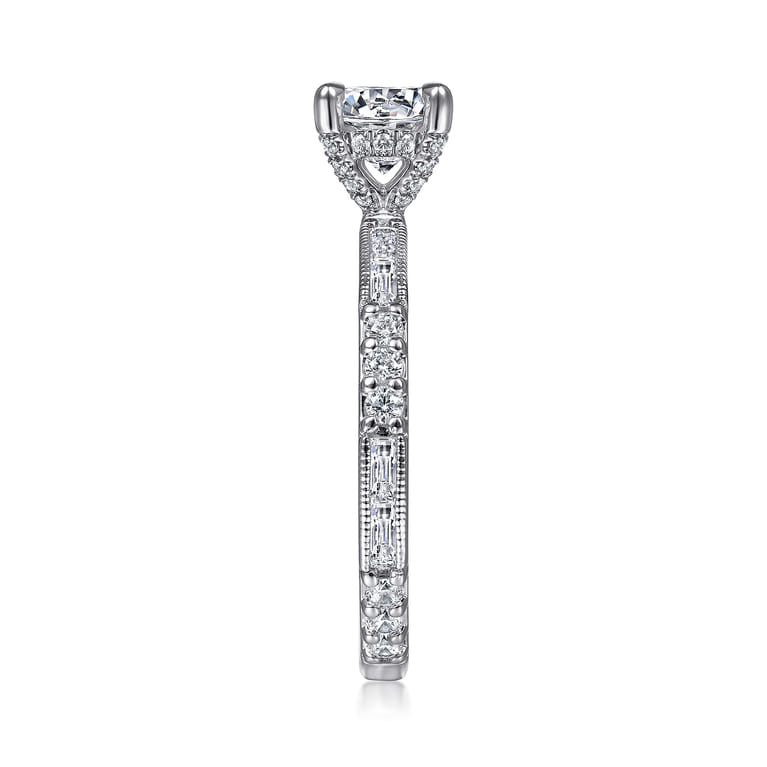 Luca - Platinum Art Deco Round Diamond Channel Set Engagement Ring - 0.6 ct - Shot 5