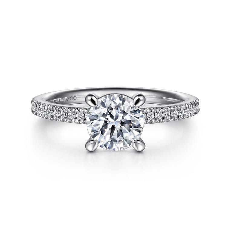 Amena - Platinum Round Diamond Engagement Ring - 0.14 ct - Shot 1