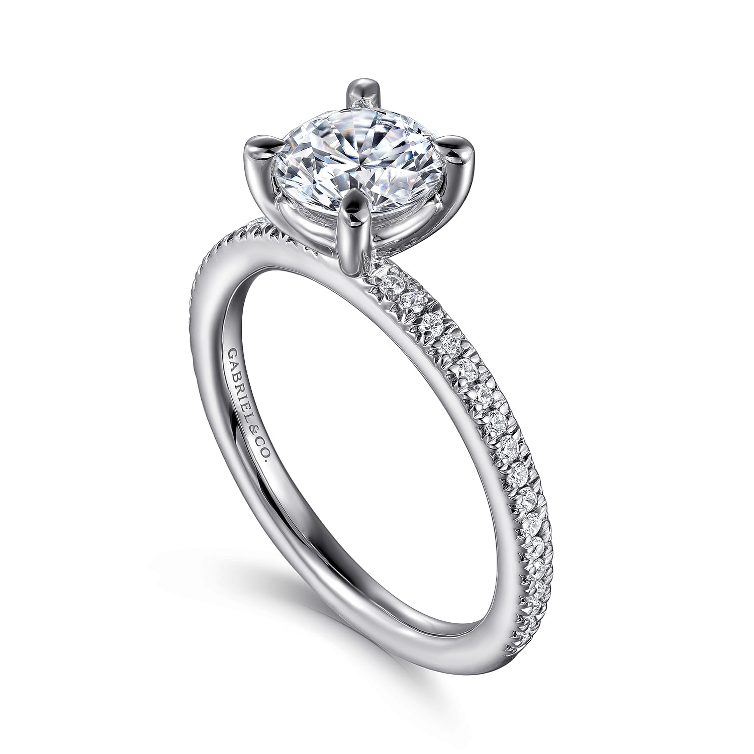 Amena - Platinum Round Diamond Engagement Ring - 0.14 ct - Shot 3