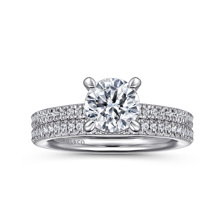 Amena - Platinum Round Diamond Engagement Ring - 0.14 ct - Shot 4