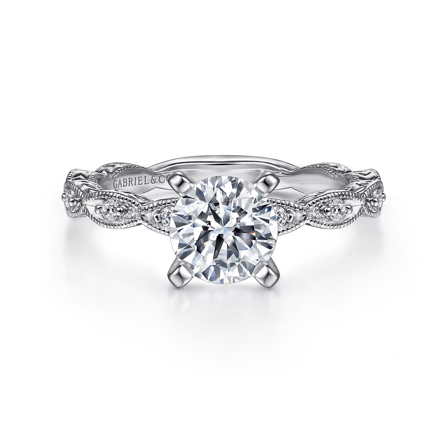 Sadie - Platinum Round Diamond Engagement Ring - 0.12 ct - Shot 1