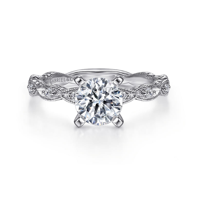 Sadie - Platinum Round Diamond Engagement Ring - 0.12 ct - Shot 1