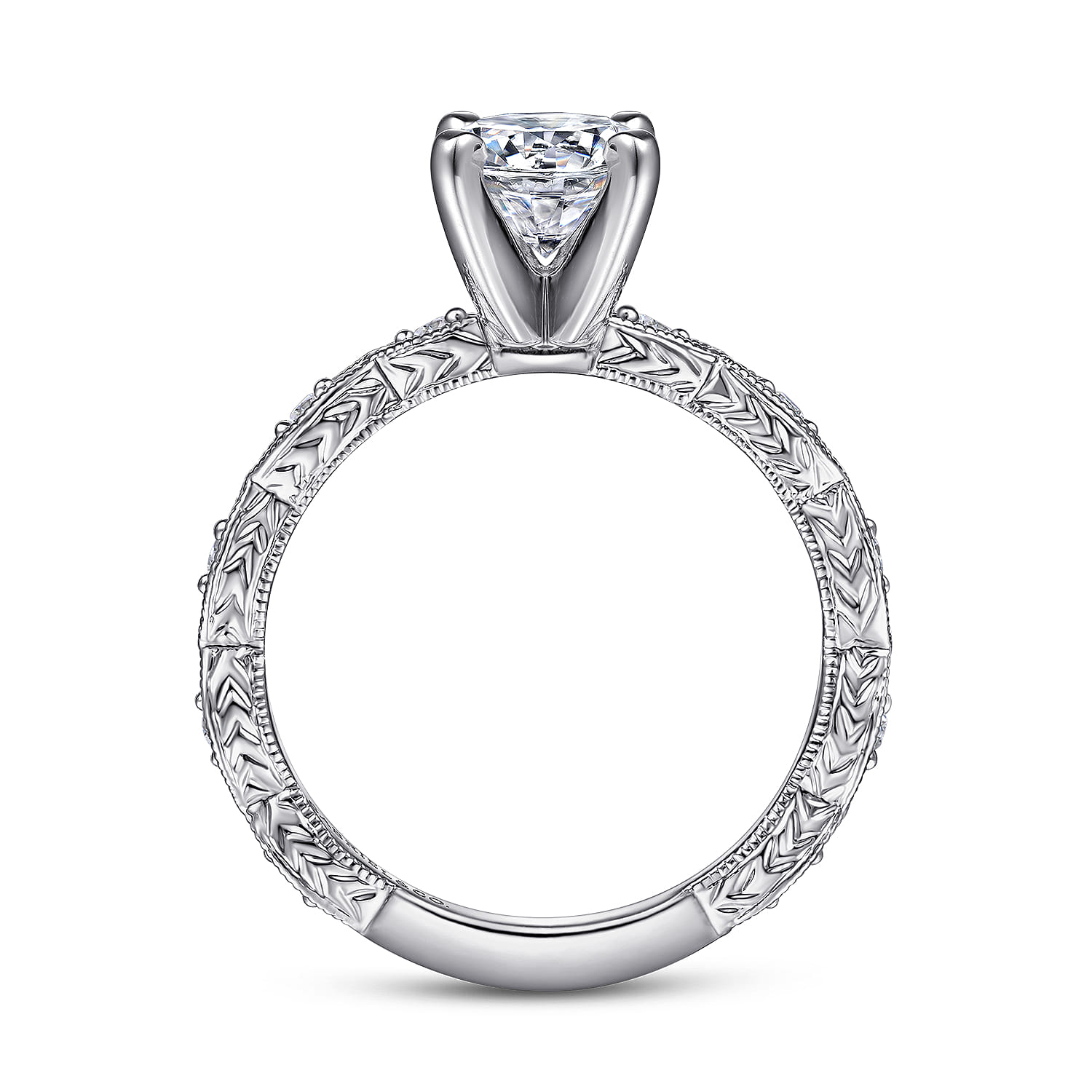 Sadie - Platinum Round Diamond Engagement Ring - 0.12 ct - Shot 2