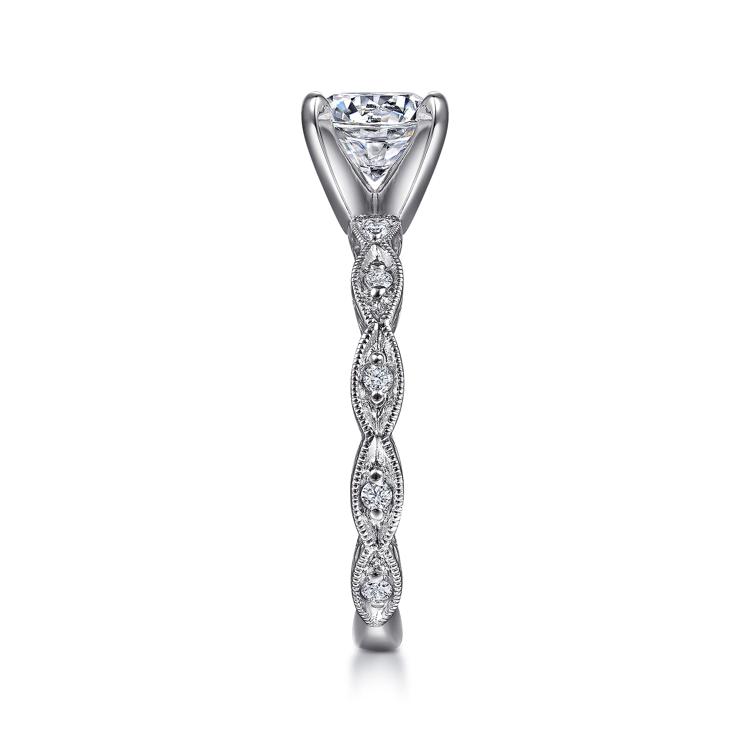 Sadie - Platinum Round Diamond Engagement Ring - 0.12 ct - Shot 5