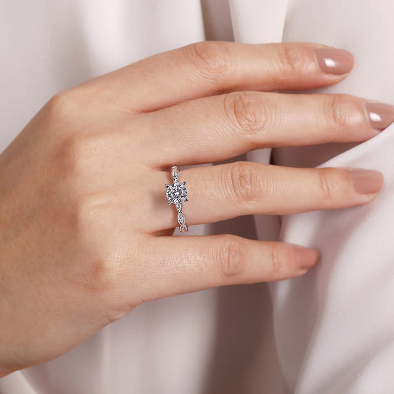 Sadie - Platinum Round Diamond Engagement Ring - 0.12 ct - Shot 6