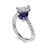 Avrille - 14K White Gold Toi et Moi Oval Sapphire and Diamond Engagement Ring - 0.21 ct