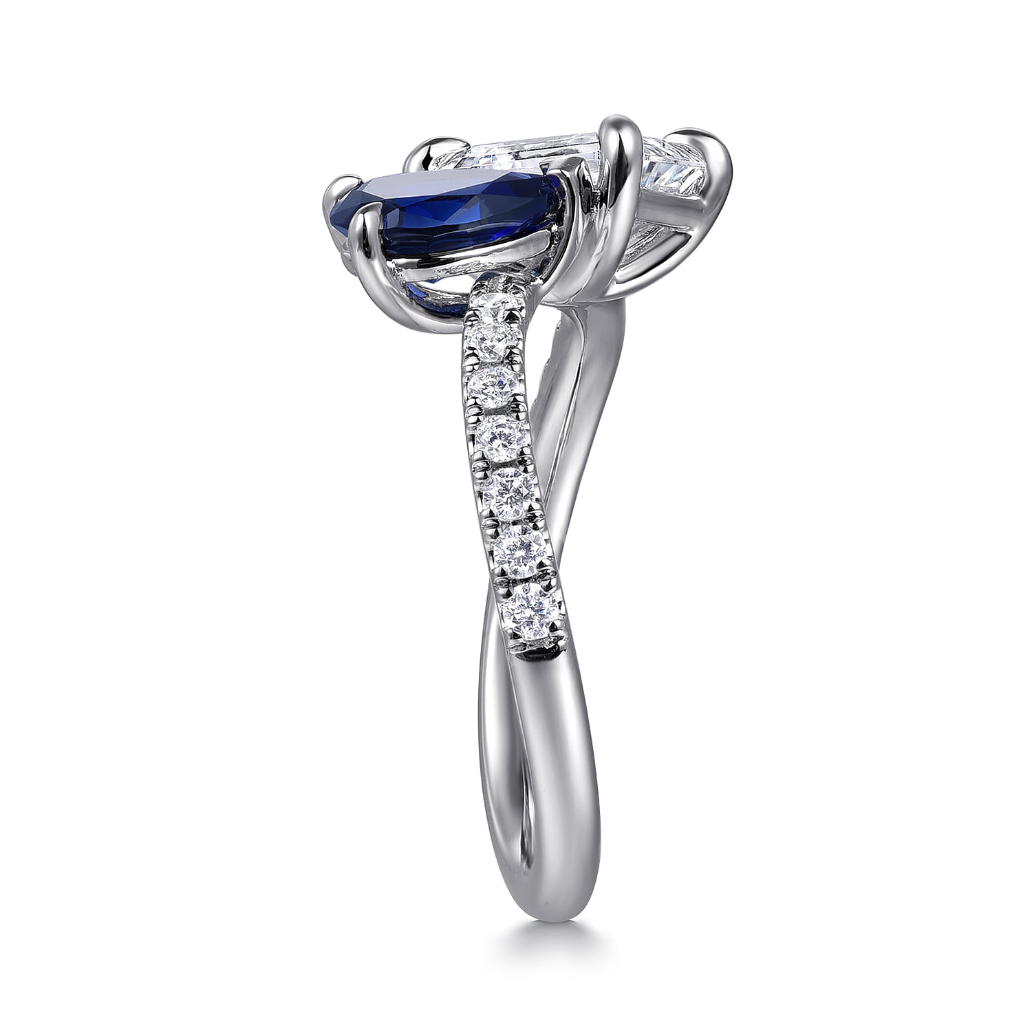 Avrille - 14K White Gold Toi et Moi Oval Sapphire and Diamond Engagement Ring - 0.21 ct - Shot 5