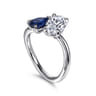 Cherish - 14K White Gold Toi et Moi Oval Sapphire and Diamond Engagement Ring