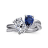 Cherish - 14K White Gold Toi et Moi Oval Sapphire and Diamond Engagement Ring