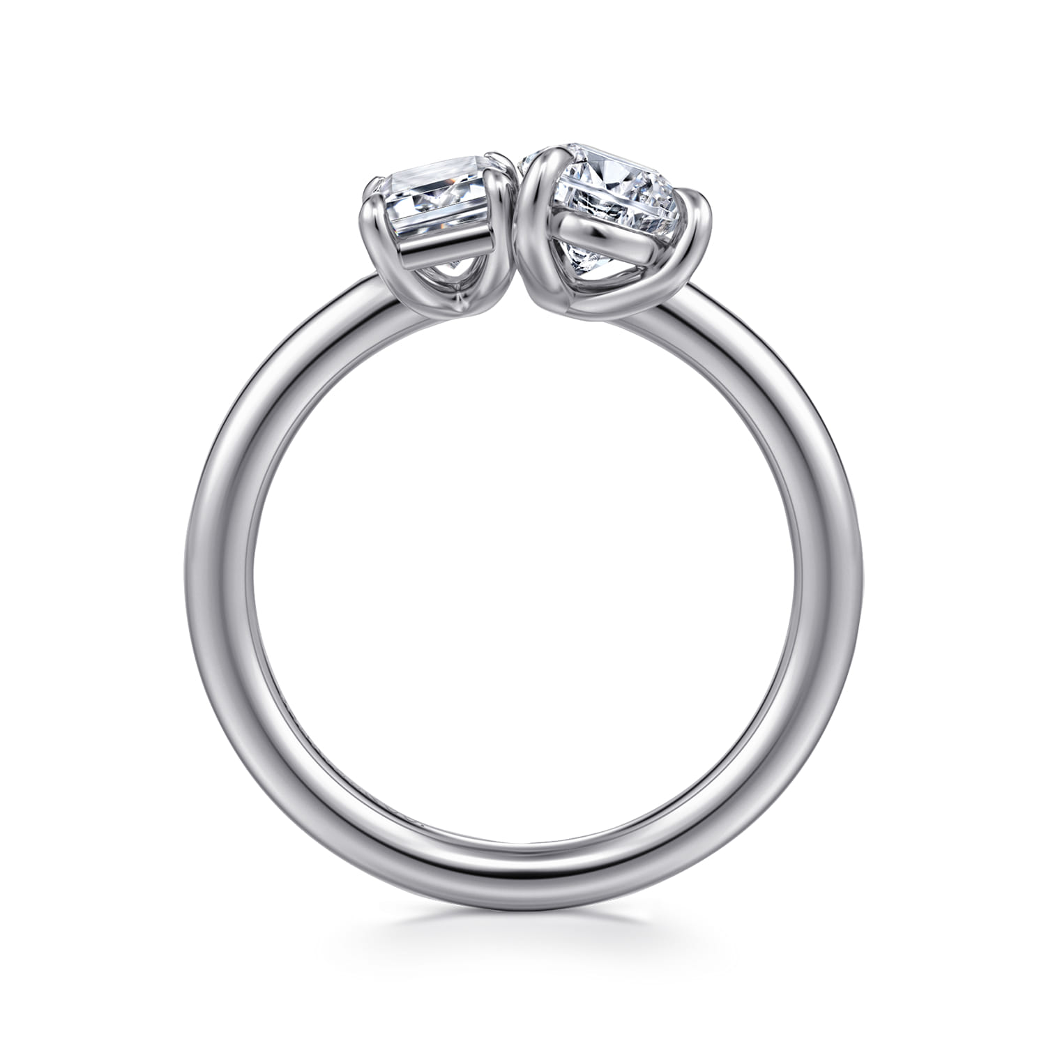 Ayla - 14K White Gold Toi et Moi Pear Shape Diamond Engagement Ring - 0.75 ct - Shot 2