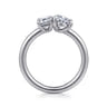 Ayla - 14K White Gold Toi et Moi Pear Shape Diamond Engagement Ring - 0.75 ct