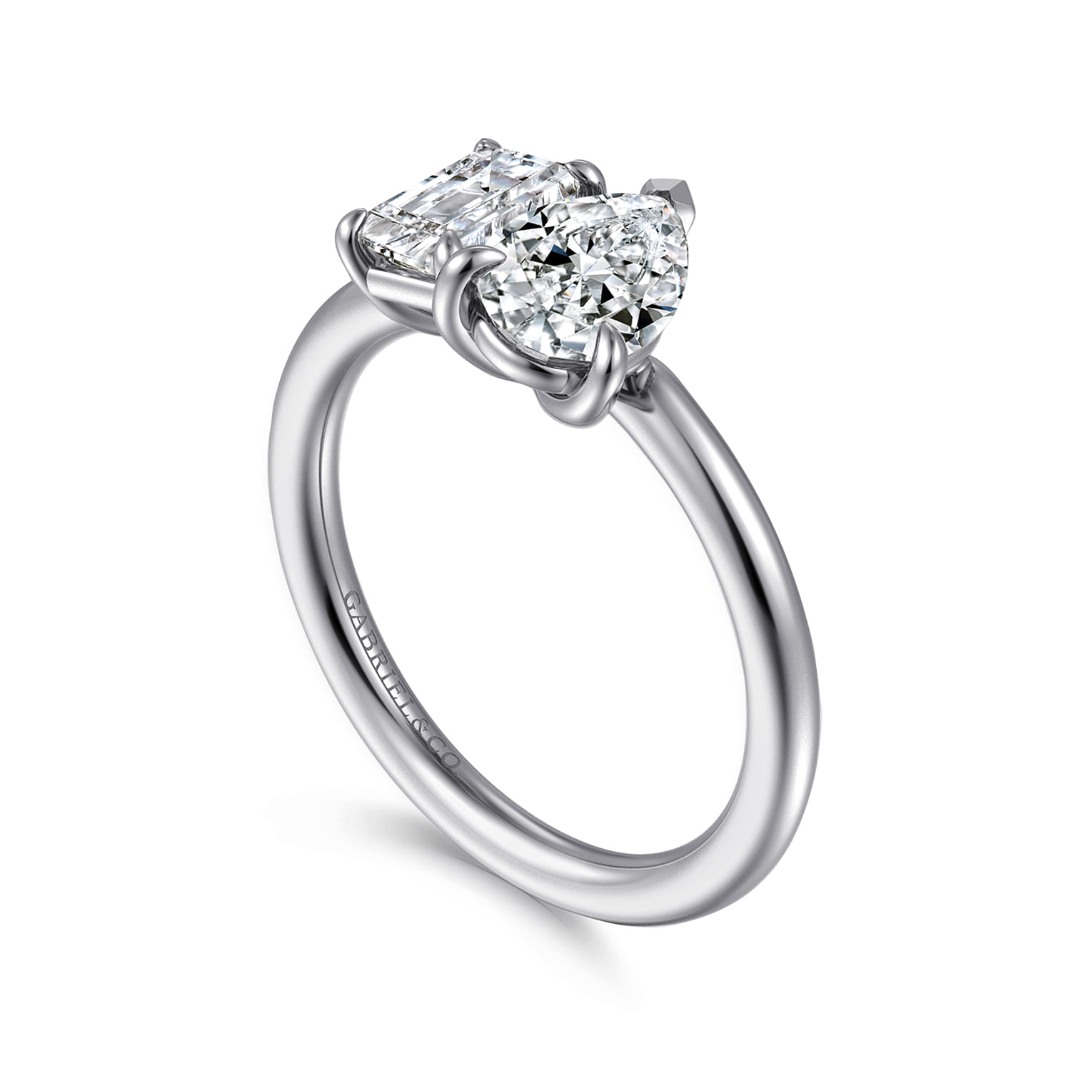 Ayla - 14K White Gold Toi et Moi Pear Shape Diamond Engagement Ring - 0.75 ct - Shot 3