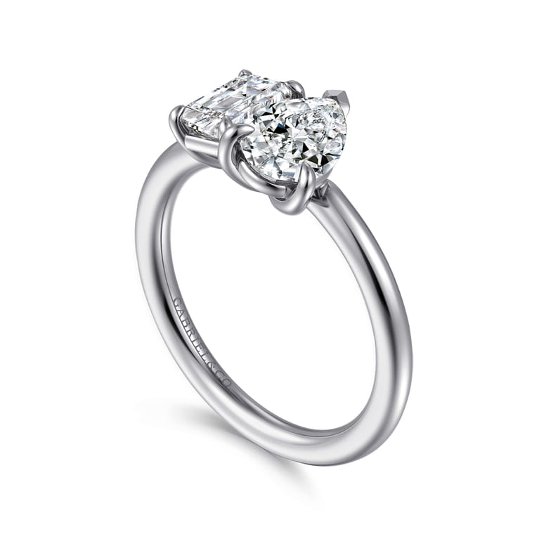 Ayla - 14K White Gold Toi et Moi Pear Shape Diamond Engagement Ring - 0.75 ct - Shot 3
