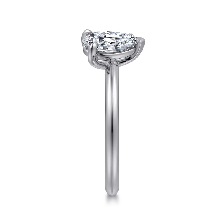 Ayla - 14K White Gold Toi et Moi Pear Shape Diamond Engagement Ring - 0.75 ct - Shot 5