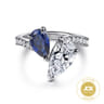 Chessie - 14K White Gold Toi et Moi Pear Shape Sapphire and Diamond Engagement Ring - 0.23 ct
