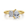 Ayla - 14K Yellow Gold Toi et Moi Pear Shape Diamond Engagement Ring - 0.75 ct