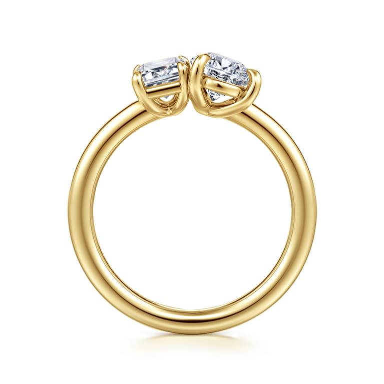 Ayla - 14K Yellow Gold Toi et Moi Pear Shape Diamond Engagement Ring - 0.75 ct - Shot 2