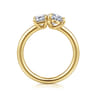 Ayla - 14K Yellow Gold Toi et Moi Pear Shape Diamond Engagement Ring - 0.75 ct