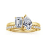 Ayla - 14K Yellow Gold Toi et Moi Pear Shape Diamond Engagement Ring - 0.75 ct