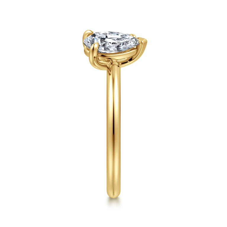Ayla - 14K Yellow Gold Toi et Moi Pear Shape Diamond Engagement Ring - 0.75 ct - Shot 5