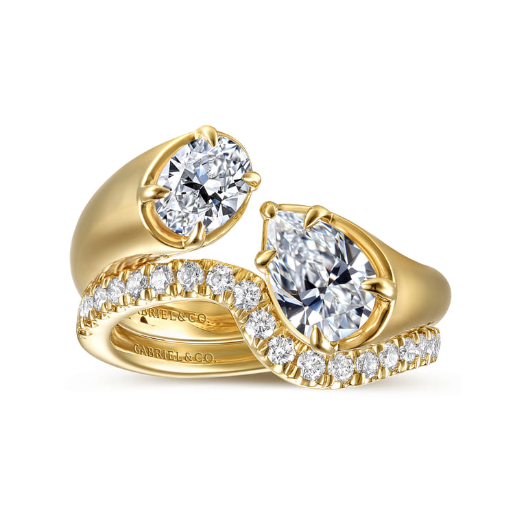 Delta - 14K Yellow Gold Toi et Moi Pear Shape Diamond Engagement Ring - 0.5 ct - Shot 4