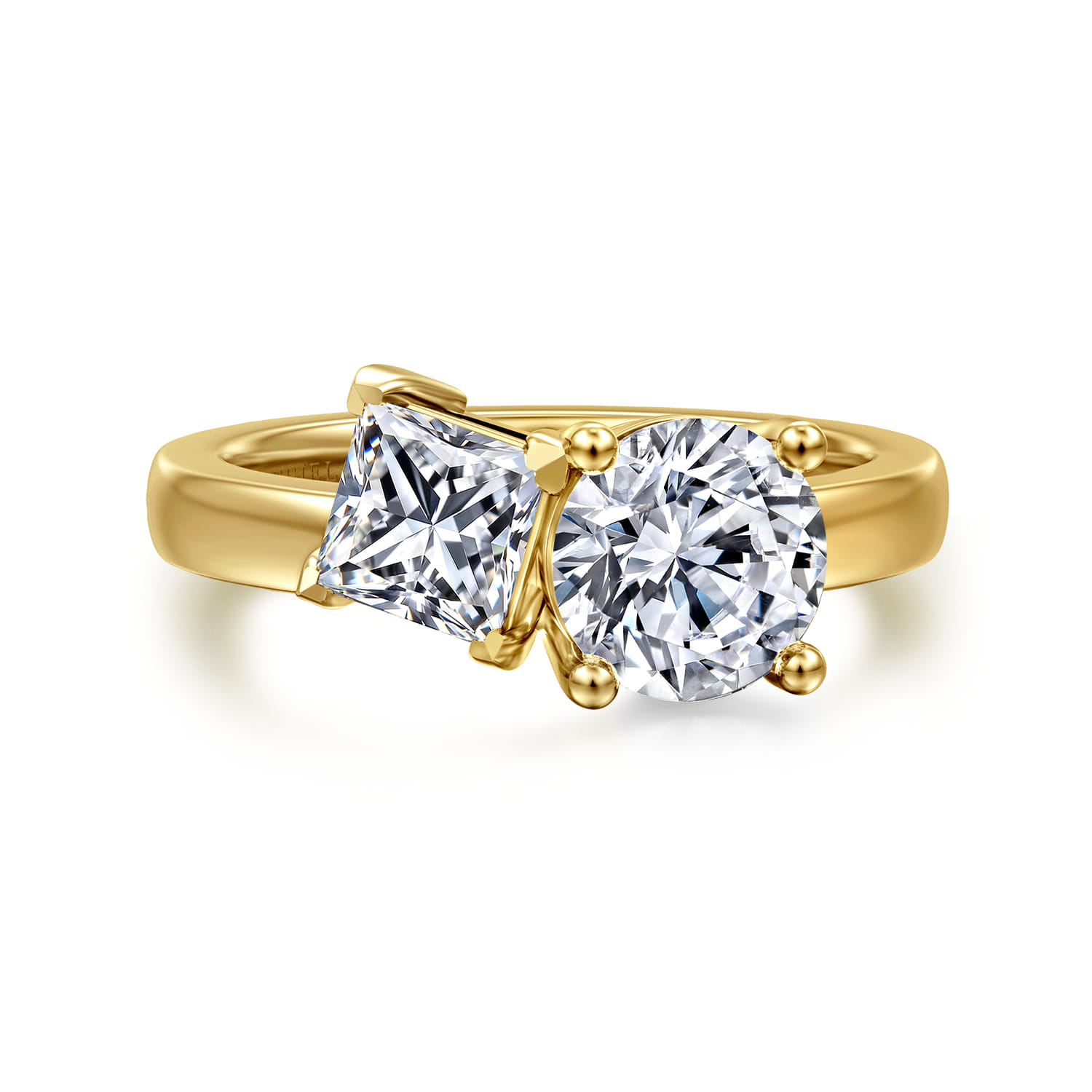 Aveline - 14K Yellow Gold Toi et Moi Round Diamond Engagement Ring - 0.75 ct - Shot 1