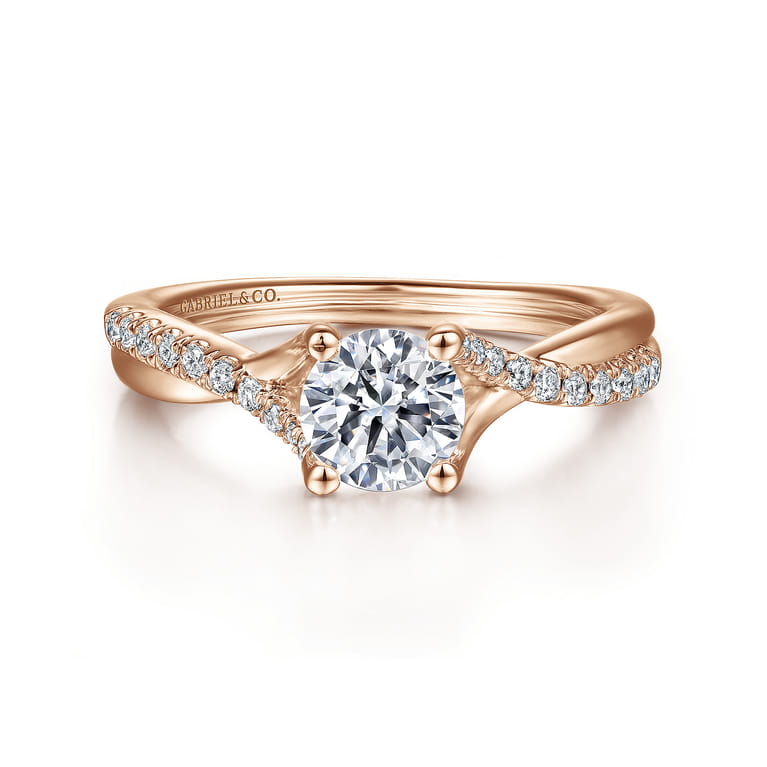 Leigh - 14K Rose Gold Round Diamond Engagement Ring - 0.14 ct - Shot 1