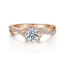 Leigh - 14K Rose Gold Round Diamond Engagement Ring - 0.14 ct