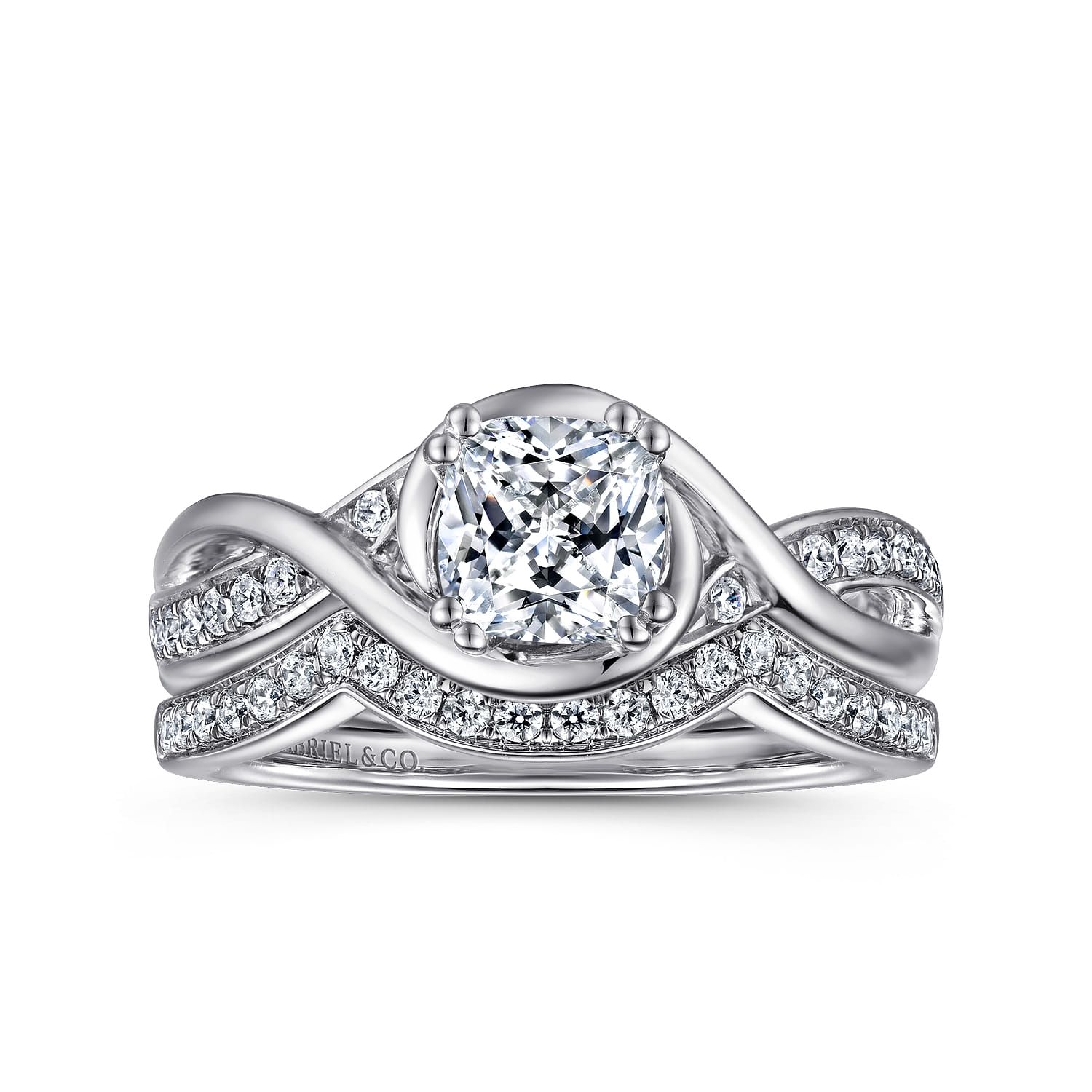 Bailey - 14K White Gold Cushion Cut Diamond Engagement Ring - 0.09 ct - Shot 4