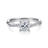 Campana - 14K White Gold Cushion Cut Diamond Engagement Ring - 0.14 ct