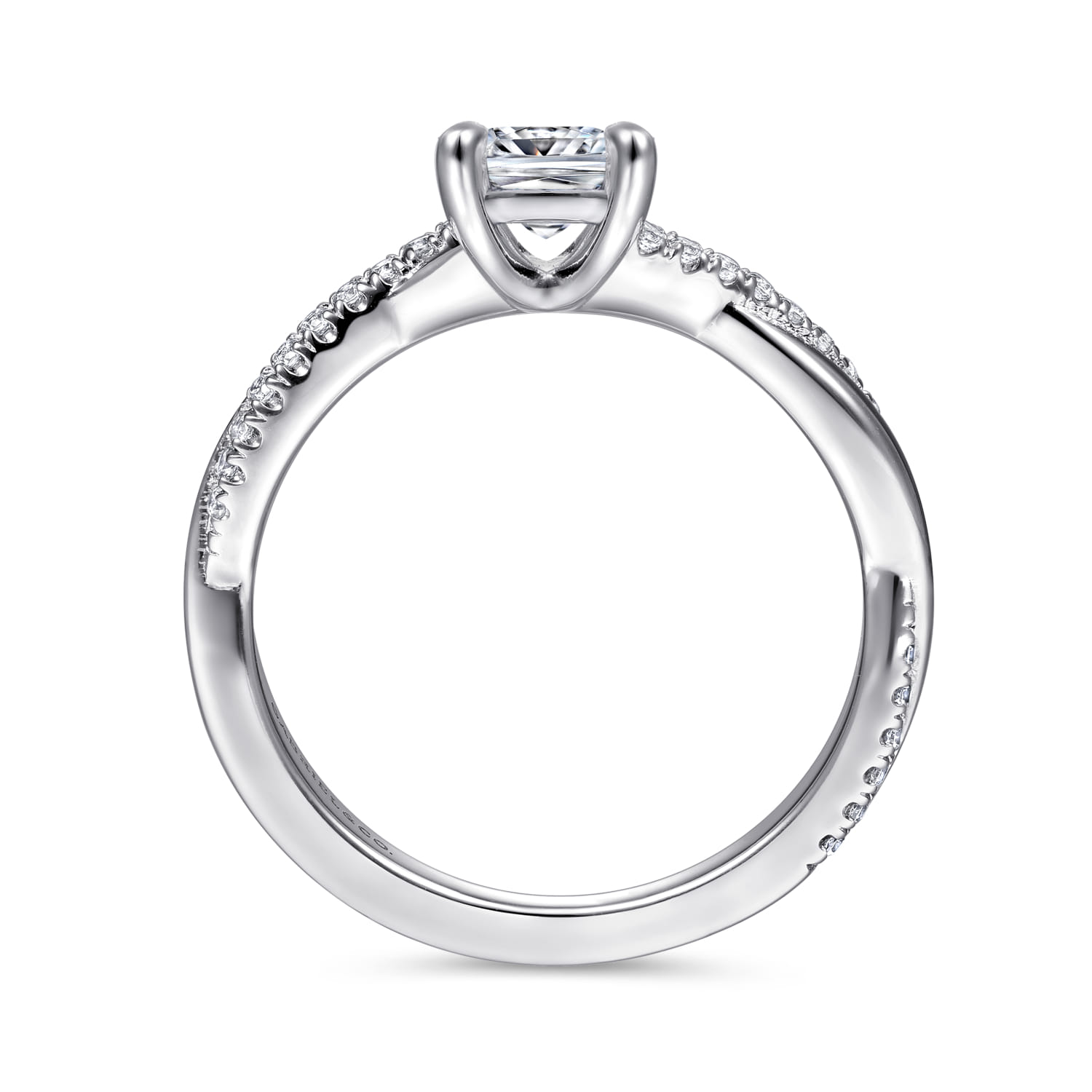Campana - 14K White Gold Cushion Cut Diamond Engagement Ring - 0.14 ct - Shot 2