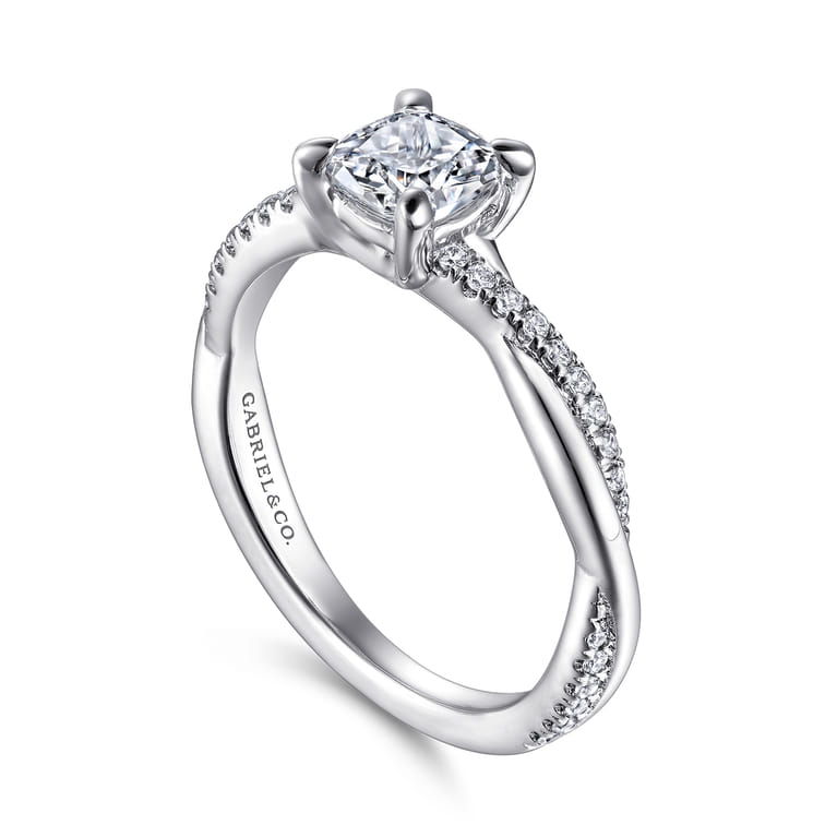Campana - 14K White Gold Cushion Cut Diamond Engagement Ring - 0.14 ct - Shot 3