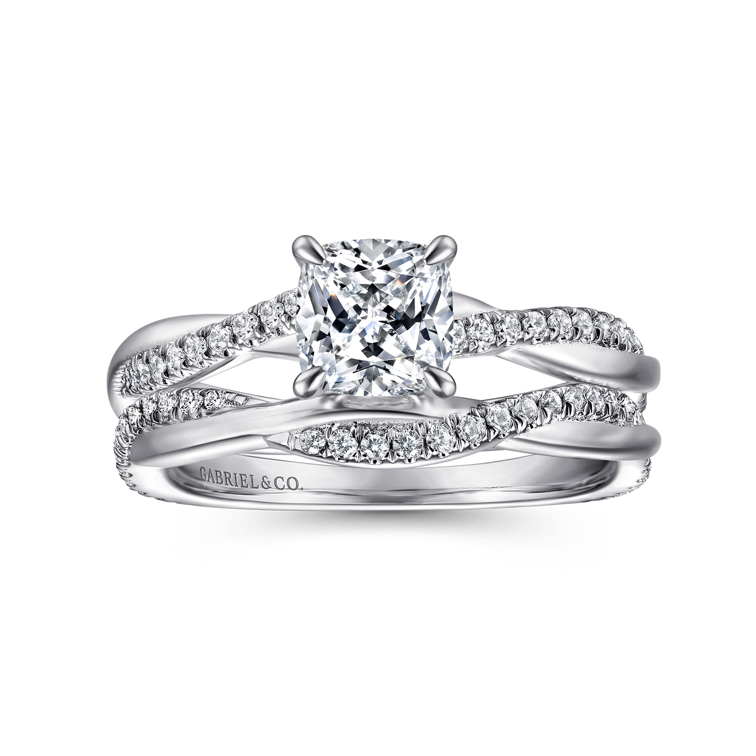 Campana - 14K White Gold Cushion Cut Diamond Engagement Ring - 0.14 ct - Shot 4