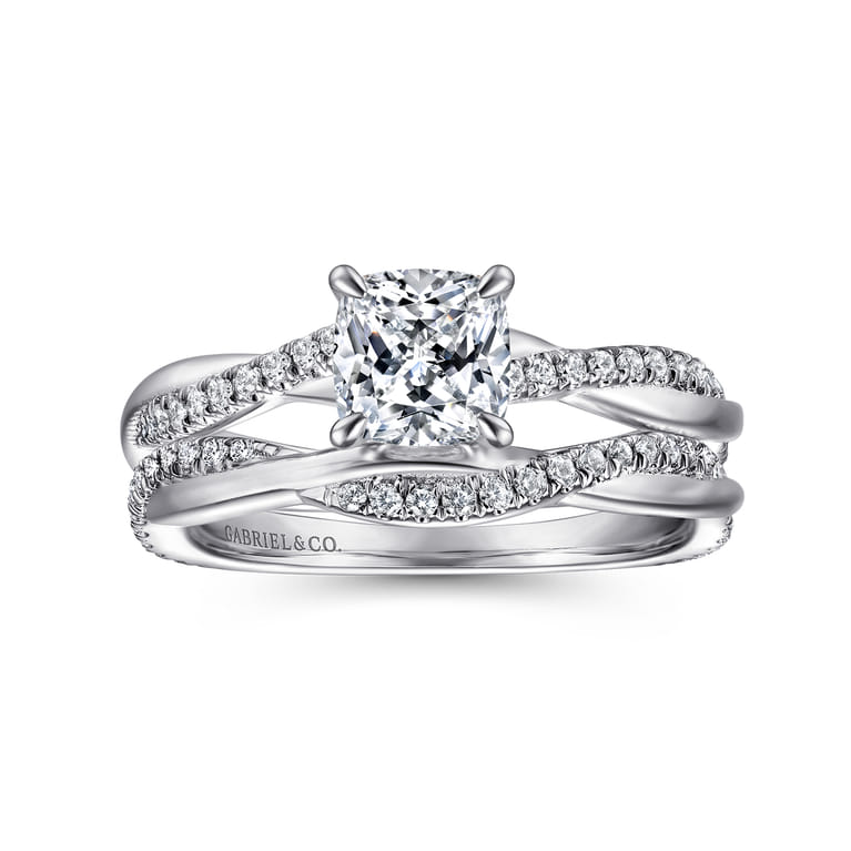 Campana - 14K White Gold Cushion Cut Diamond Engagement Ring - 0.14 ct - Shot 4