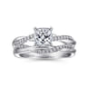 Campana - 14K White Gold Cushion Cut Diamond Engagement Ring - 0.14 ct