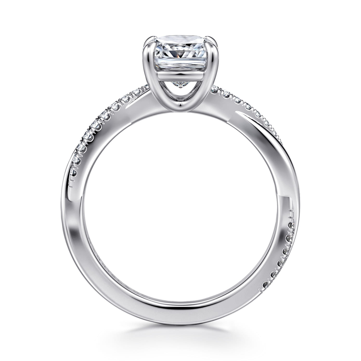 Campana - 14K White Gold Cushion Cut Twisted Diamond Engagement Ring - 0.16 ct - Shot 2
