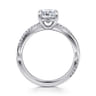 Campana - 14K White Gold Cushion Cut Twisted Diamond Engagement Ring - 0.16 ct