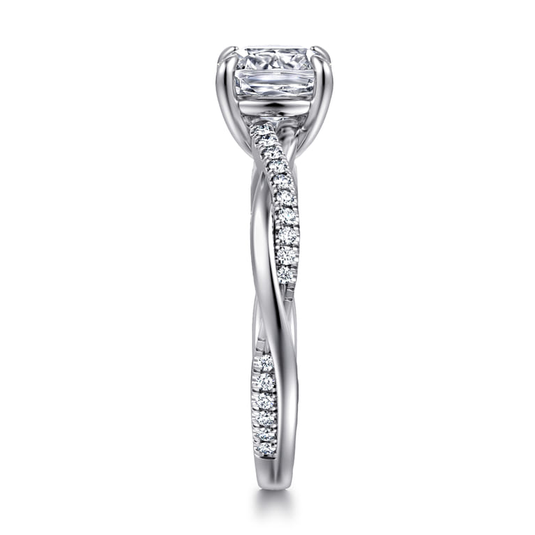 Campana - 14K White Gold Cushion Cut Twisted Diamond Engagement Ring - 0.16 ct - Shot 4