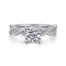 Josefina - 14K White Gold Twisted Cushion Cut Diamond Engagement Ring - 0.24 ct
