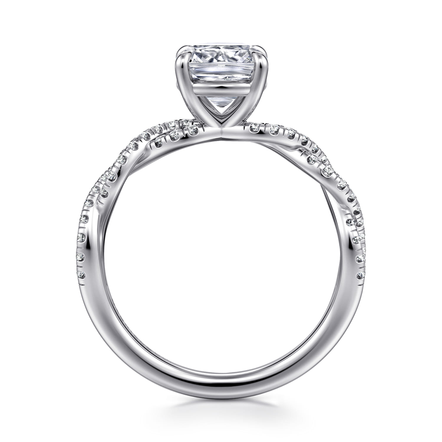 Josefina - 14K White Gold Twisted Cushion Cut Diamond Engagement Ring - 0.24 ct - Shot 2