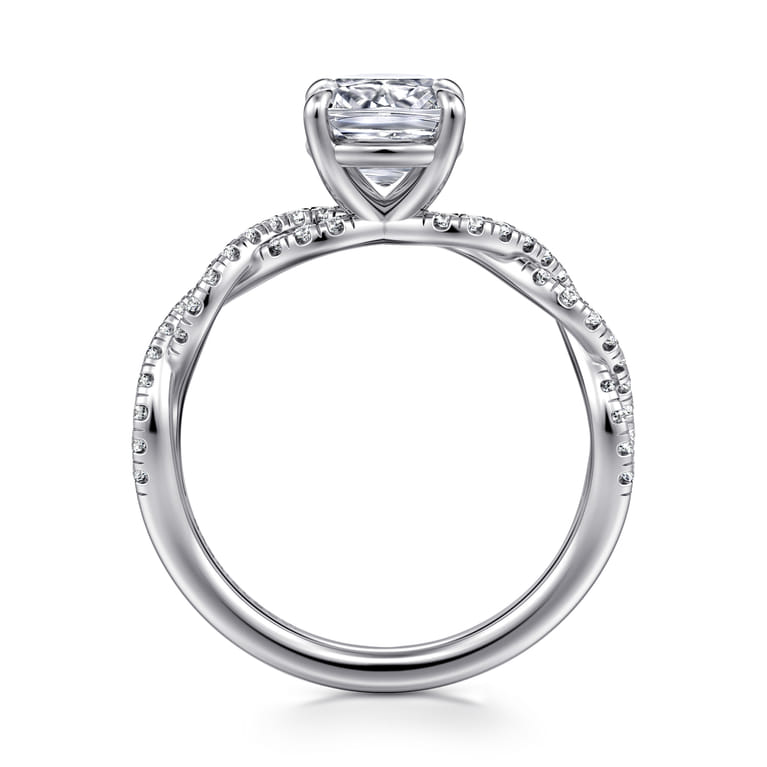 Josefina - 14K White Gold Twisted Cushion Cut Diamond Engagement Ring - 0.24 ct - Shot 2