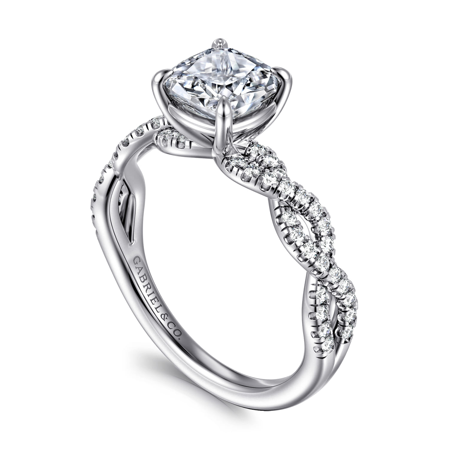 Josefina - 14K White Gold Twisted Cushion Cut Diamond Engagement Ring - 0.24 ct - Shot 3