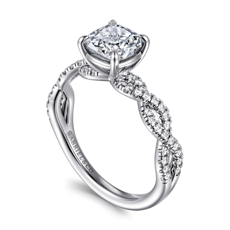 Josefina - 14K White Gold Twisted Cushion Cut Diamond Engagement Ring - 0.24 ct - Shot 3