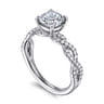 Josefina - 14K White Gold Twisted Cushion Cut Diamond Engagement Ring - 0.24 ct