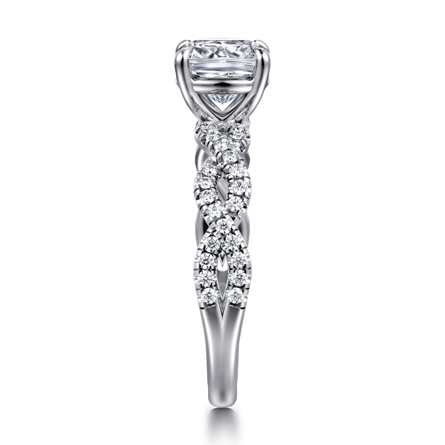 Josefina - 14K White Gold Twisted Cushion Cut Diamond Engagement Ring - 0.24 ct - Shot 4
