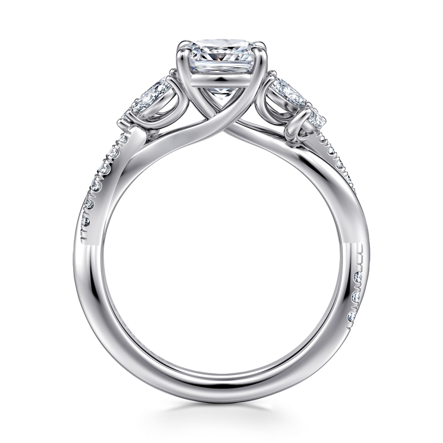 Deisha - 14K White Gold Twisted Cushion Cut Diamond Engagement Ring - 0.4 ct - Shot 2