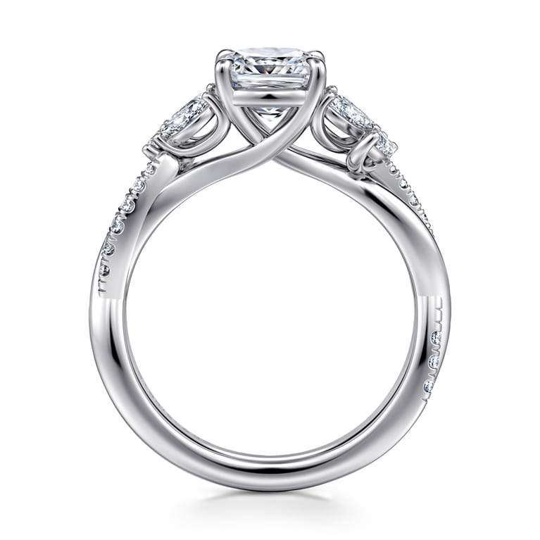 Deisha - 14K White Gold Twisted Cushion Cut Diamond Engagement Ring - 0.4 ct - Shot 2