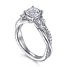 Deisha - 14K White Gold Twisted Cushion Cut Diamond Engagement Ring - 0.4 ct
