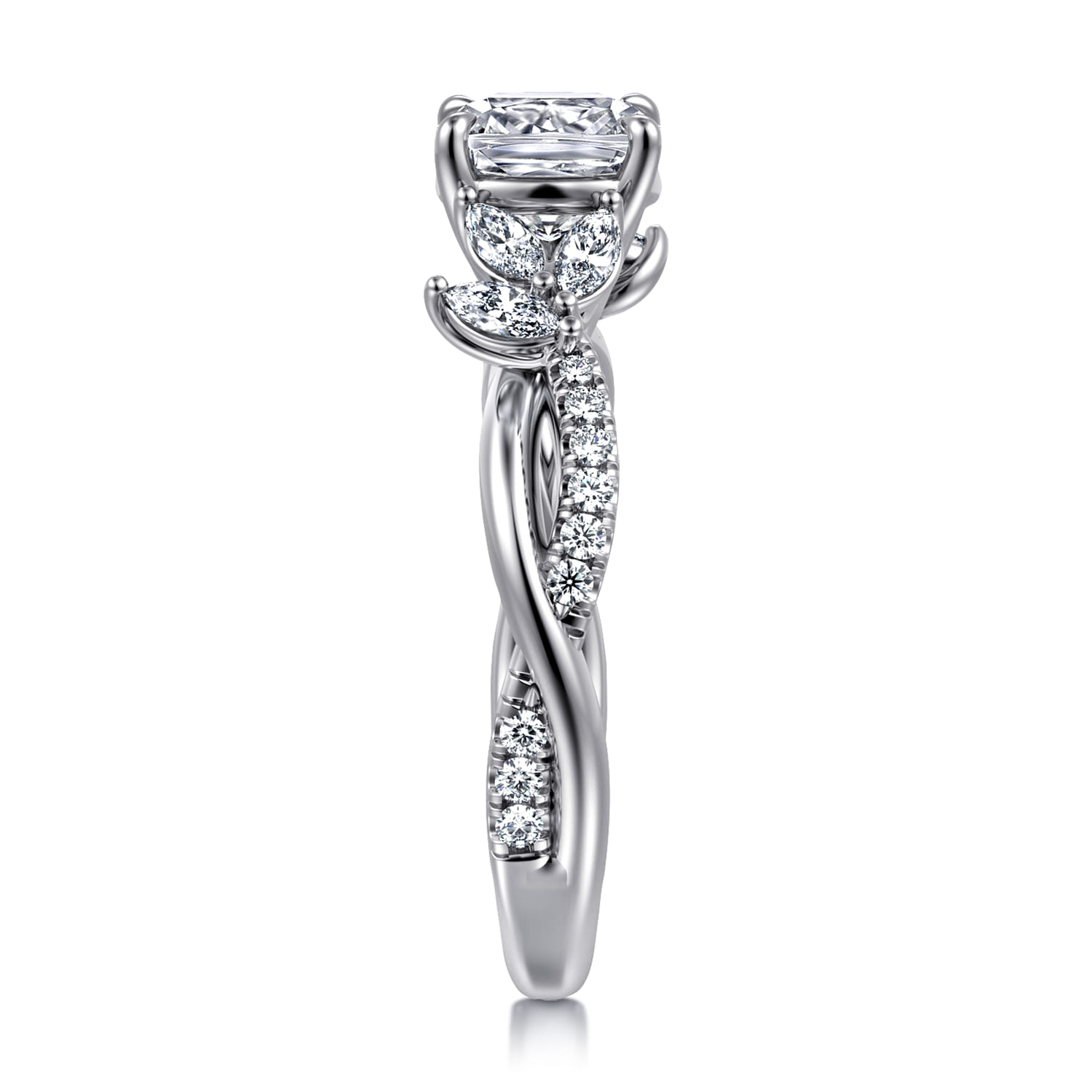 Deisha - 14K White Gold Twisted Cushion Cut Diamond Engagement Ring - 0.4 ct - Shot 4