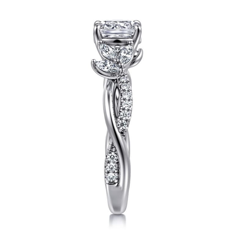 Deisha - 14K White Gold Twisted Cushion Cut Diamond Engagement Ring - 0.4 ct - Shot 4